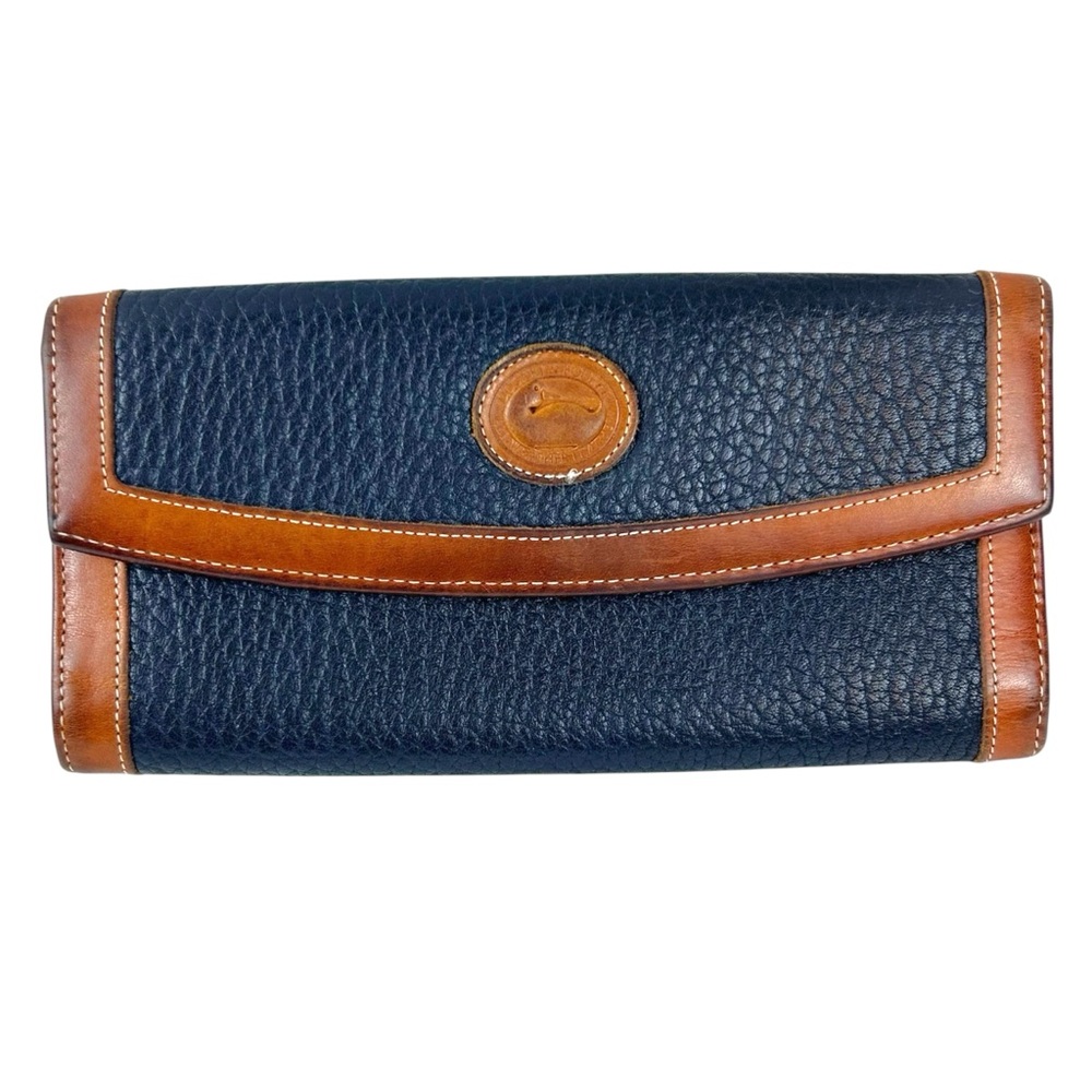 Dooney & Bourke Vintage Black Brown Checkbook Wallet